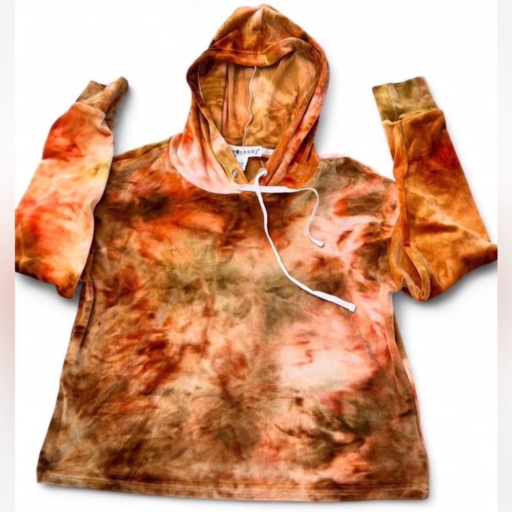 Eye Candy Soft & Cozy Tie-Dye Hoodie Sweater - Orange and Brown